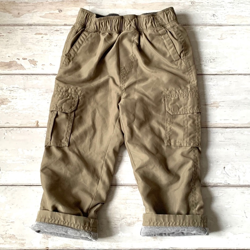 Boys 24m Lined Cargo Pants Khaki Brown Active Wear Kids Toddler Baby Clothes